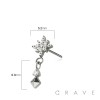 316L SURGICAL STEEL THREADLESS PUSH IN STARBURST PYRAMID DANGLE CZ TOP PART